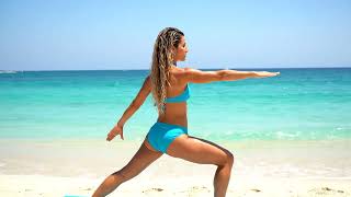 Super Y Turkish Girl Doing Beach Yoga