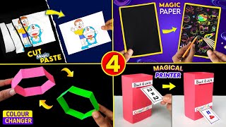 4 Amazing paper toys , how to make colour changing toy , paper magic trick , homemade magic printer