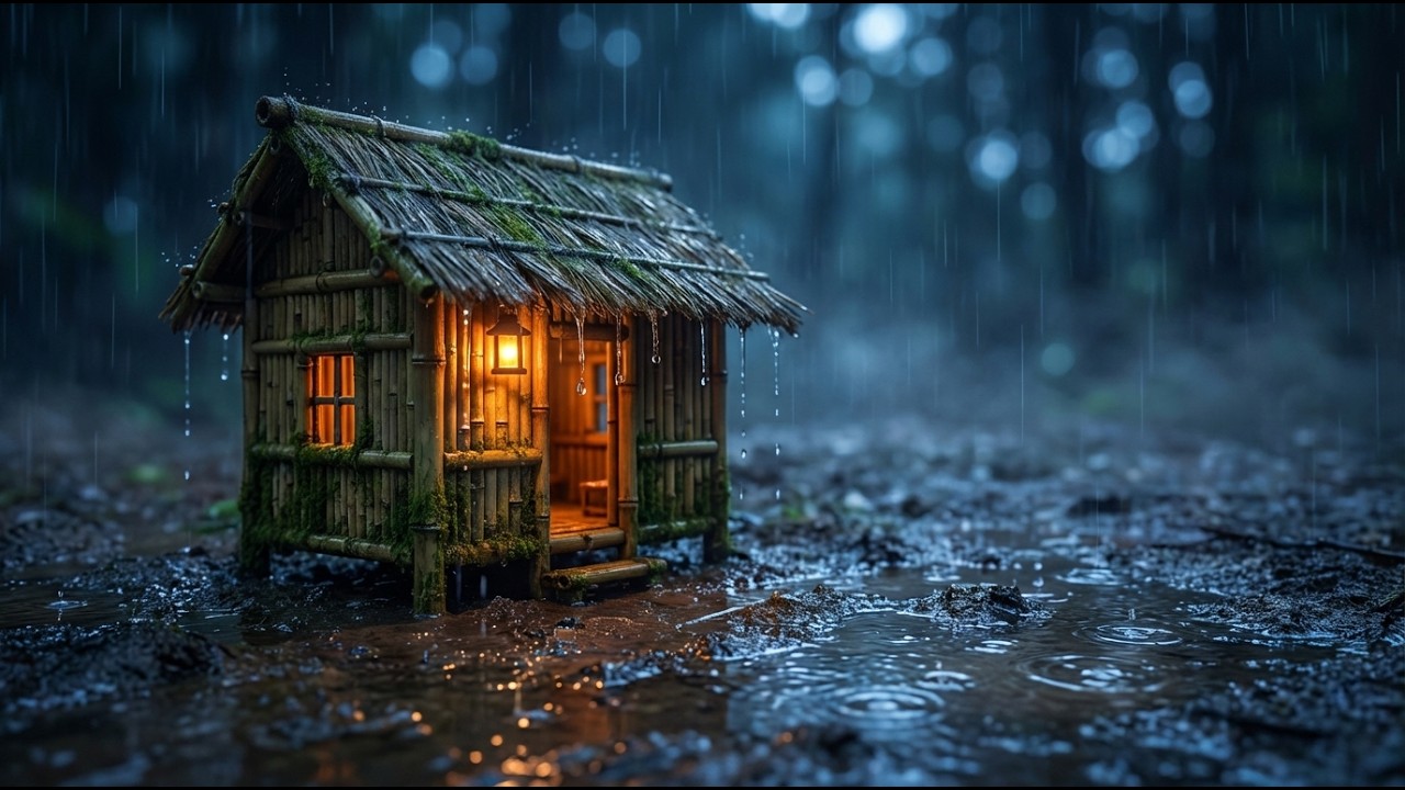 24/7 Rain Sounds & Soft Piano for Deep Sleep 🌧️ Cozy Cabin in the Rain ...