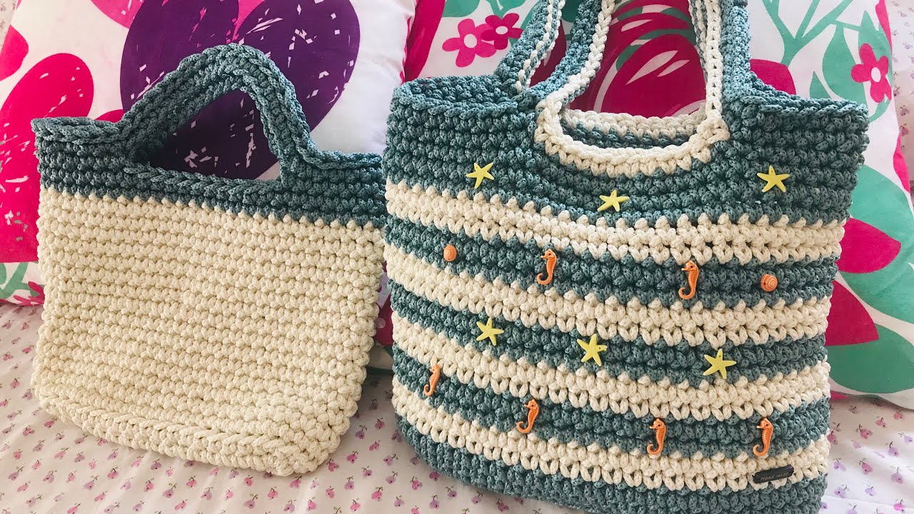 BOLSO DE PLAYA A CROCHET - YouTube