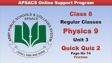 APSACS Online Support Program Class 8 | Physic Unit 3 Dynamics Quick Quiz 2 Page74 | 99 Learning Hub