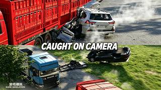 BeamNG.drive | Crash Into Truck, Chassis Separates, Motorcyclist Knocks Car Away
