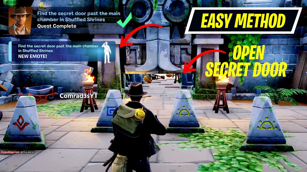 Find the secret door past the main chamber in Shuffled Shrines Fortnite