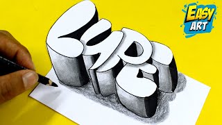  DIBUJOS 3D ► Como Dibujar en 3D - Nombre LUPE - Dibujos para dibujar a lapiz - Letras 3D