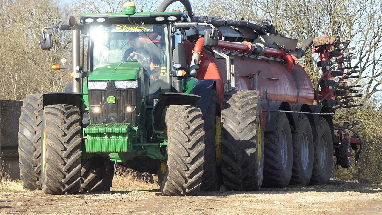 John Deere 7280R w/ Twin Wheels in the field injecting slurry AP GV-25 | Manure Season 2021