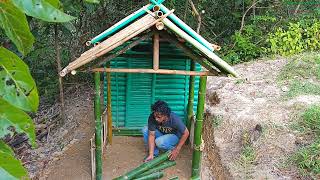 CAMPING WITH REGULAR HEAVY RAINS BUILD A SHADE WITH WARM BAMBOO ROOF