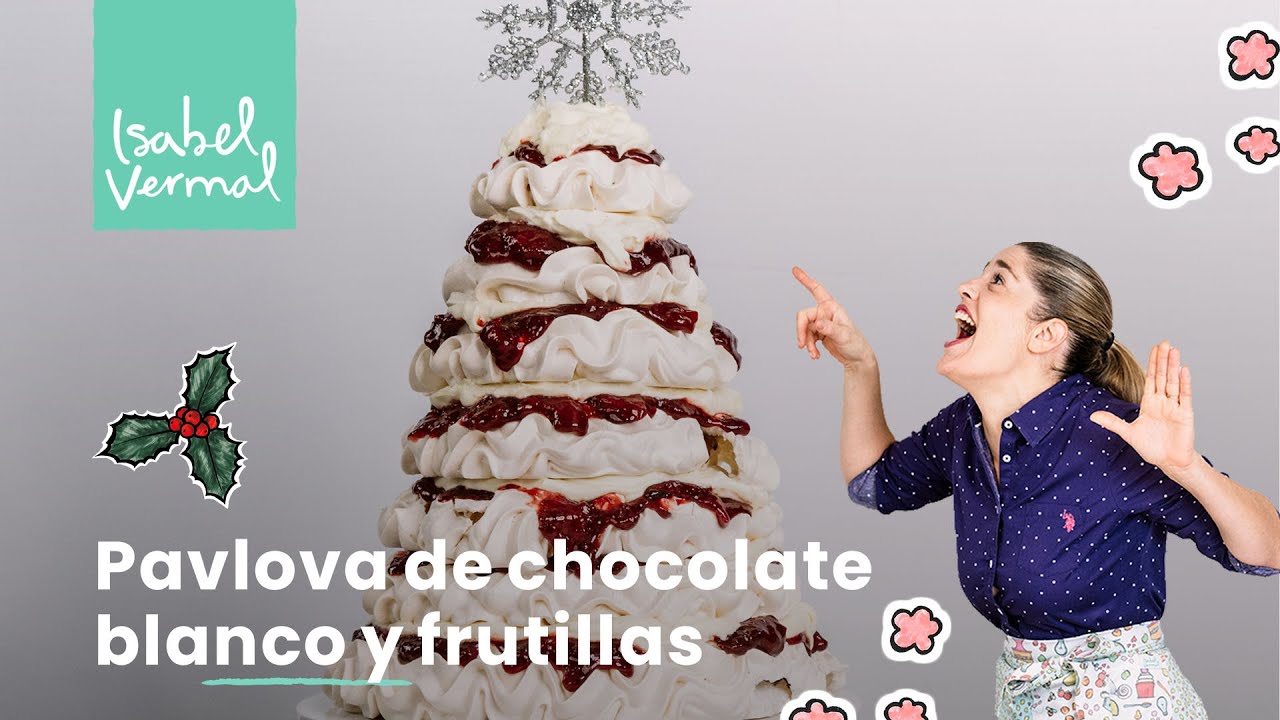 Pavlova para Fiestas de frutillas y chocolate blanco