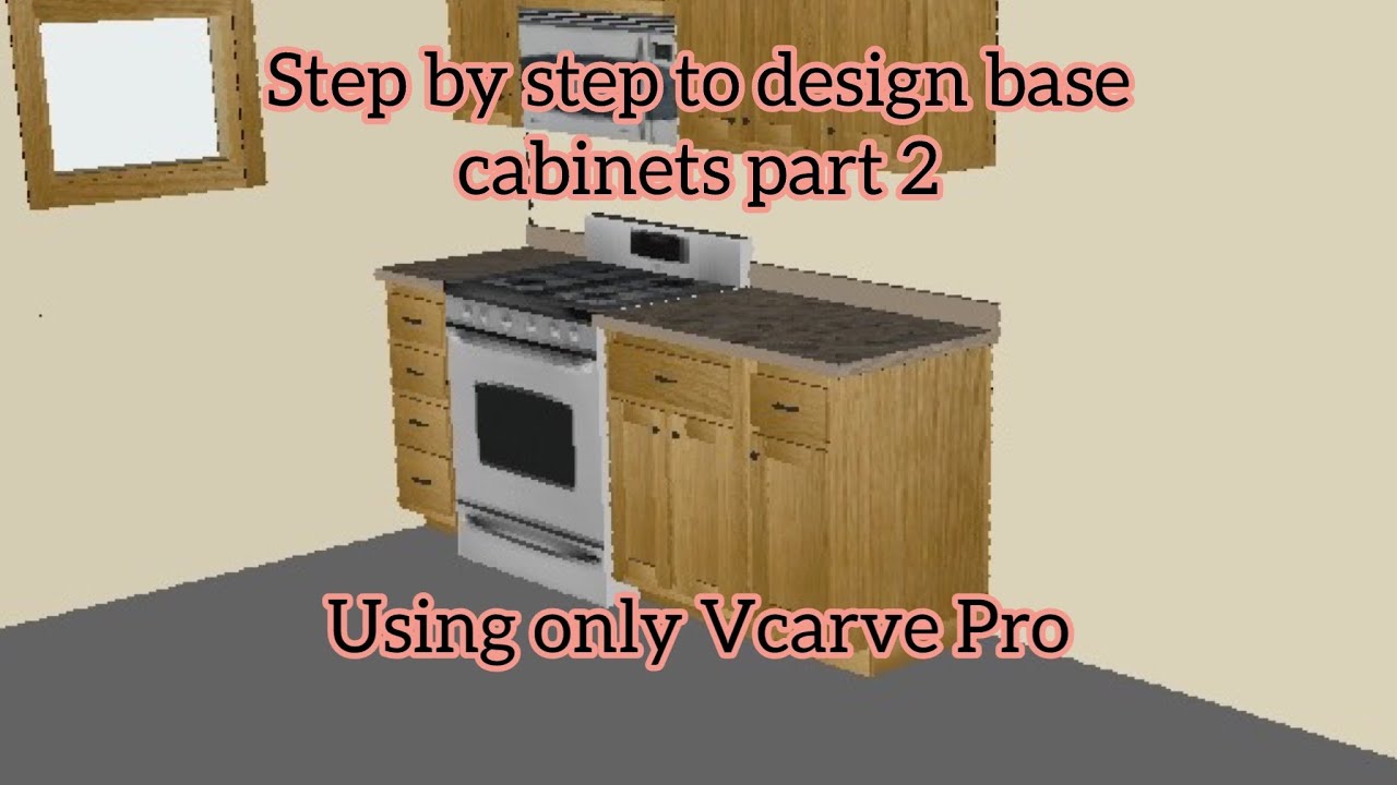 ⁣Designing lower  kitchen cabinet part 2 using only V carve pro