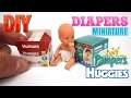 DIY Diapers Miniature Pampers and Huggies Dollhouse. No Polymer Clay!