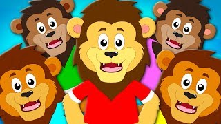 five big lions jumping on the bed nursery rhymes for children baby songs for kids