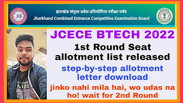 Jcece Btech 2022 Seat Allotment List Released | jcece btech 2022 seat allotment letter download