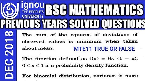 Bsc Mathematics | IGNOU | MTE11 | previous year Solved question | DEC 2018 | True or false statement