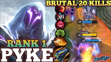 PYKE CRAZY 20 KILLS MVP PLAY! BEST MIDLANE META BUILD - TOP 1 GLOBAL PYKE BY nothing - WILD RIFT