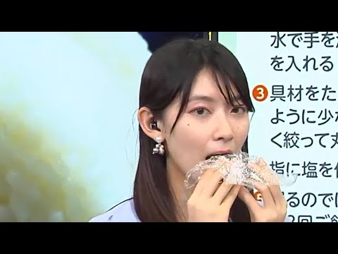 【檜山沙耶】もはや放送事故！？　握ったおにぎりが大惨事に！