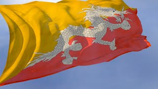Bhutan: National Anthem and Waving Flag