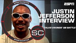 Celebrity Justin Jefferson talks J.J. McCarthy-Kyler Murray QB battle & JJets Flight School ✈️ | SportsCenter Net Worth