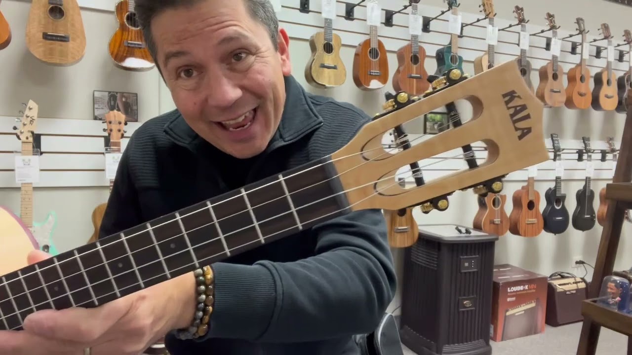 KALA KA-ASFM-B-CE Solid Flamed Maple Baritone Electric Ukulele w/Case