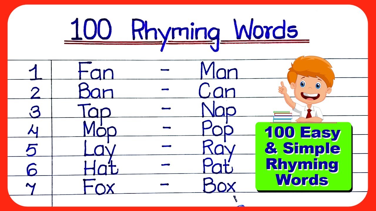 100 Rhyming Words Rhyming Words Rhyming Words In English 100 Rhyming Words Rhyming Words Rhyming Words In English