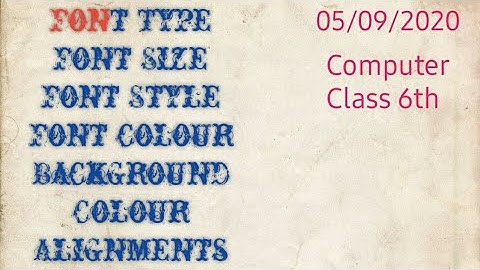 Computer Class 6th Ch-5 Formatting and More in Excel