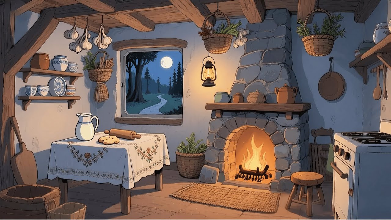 A 1920s Kitchen at Night — Soft Oldies Playing, Warm Light, and the Comfort of Simpler Times