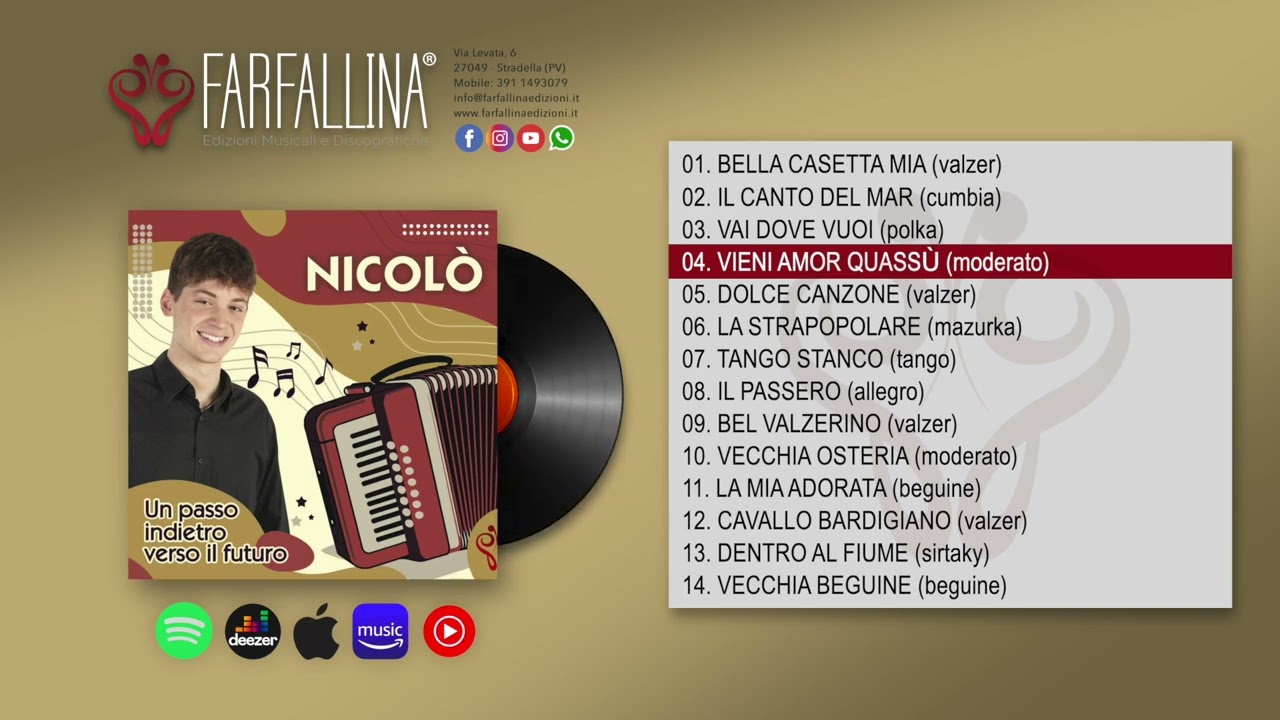 Nicolò ✨ UN PASSO INDIETRO VERSO IL FUTURO - ALBUM COMPLETO (durata 46:28) www.farfallinaedizioni.it