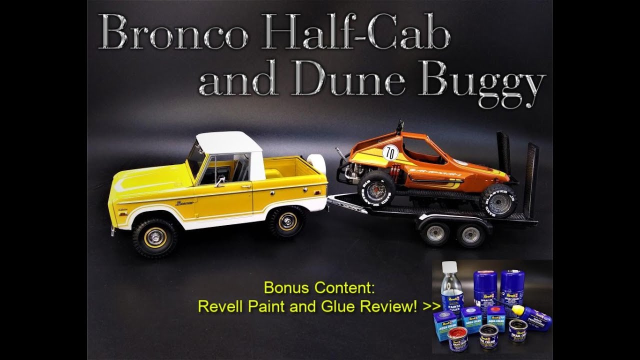Ford Bronco Half Cab w/ Dune Buggy Trailer 1/25 Scale Model Kit
