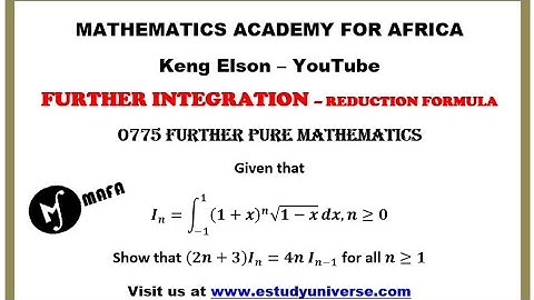 Further Integration (Reduction Formula) : 0775 Further Maths CGCE preparation
