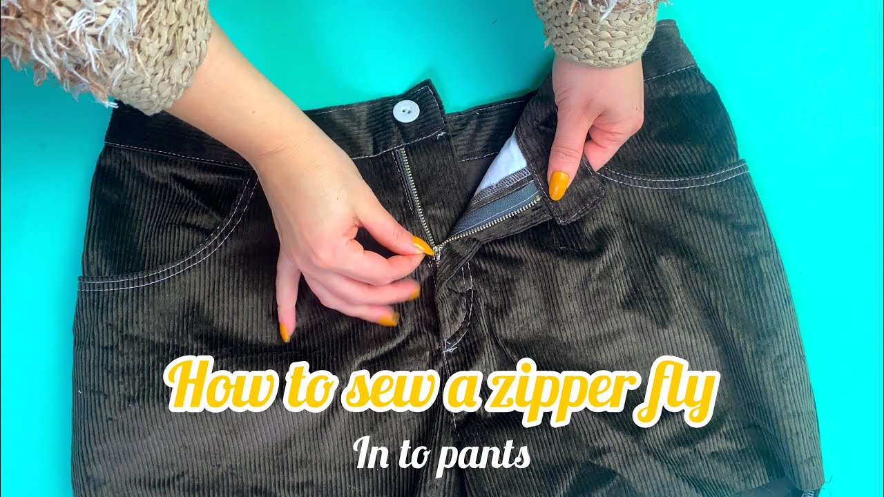 How to sew a front zipper fly in to pants - YouTube