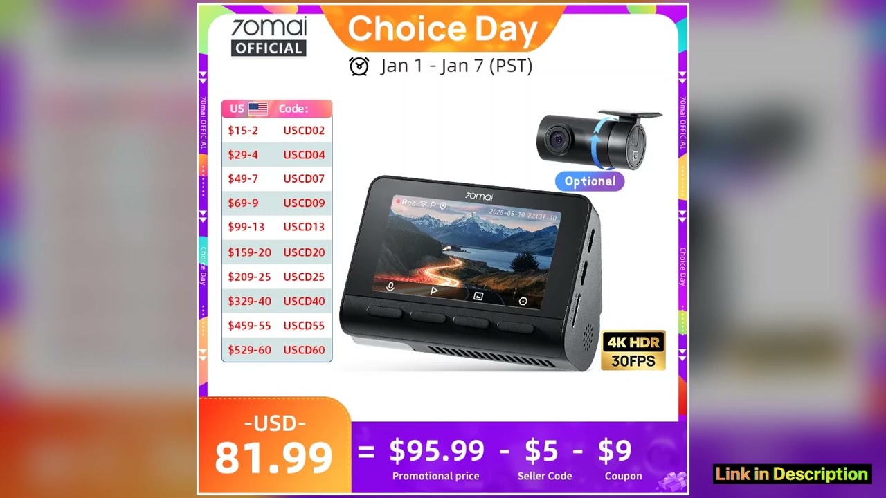 70mai 4K Dash Cam A800SE Upgraded Version of 70mai A800S Voice Control Supercapatior GPS ADAS Car