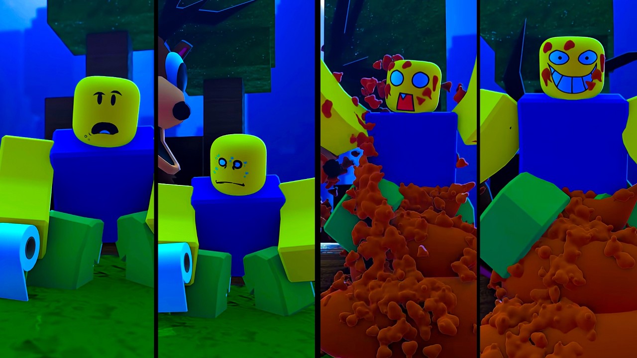 ALL When Noob is constipated PT1 - 99 night in rhe forest - Roblox Dead ...