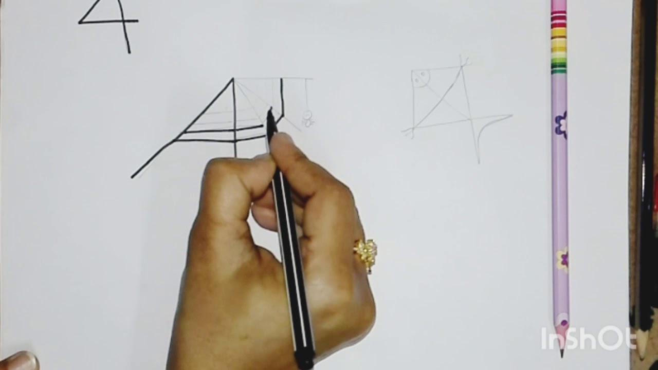 How to draw with number four - YouTube