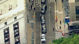 Donald Trump's motorcade leaves court after guilty verdict [AERIALS]