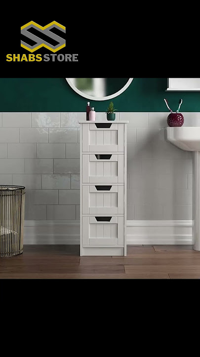 4-Drawer Floor Standing Cabinet, Bathroom Storage Cabinet, Adjustable Bathroom Organizer Accessories