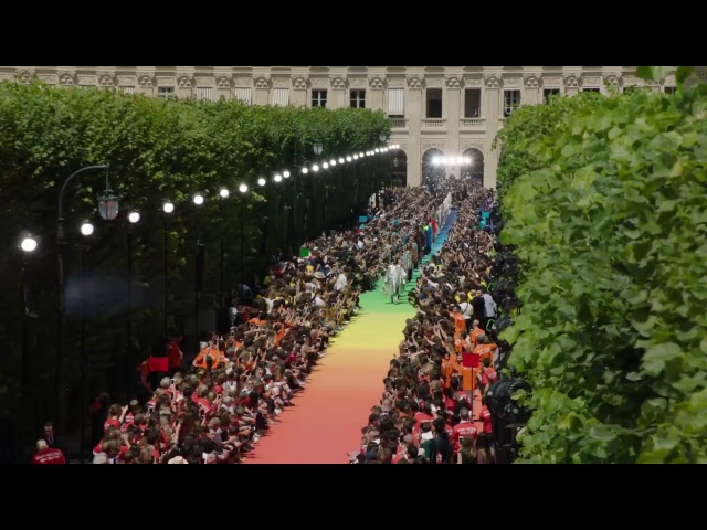 Virgil Abloh debut Louis on rainbow runway in Paris