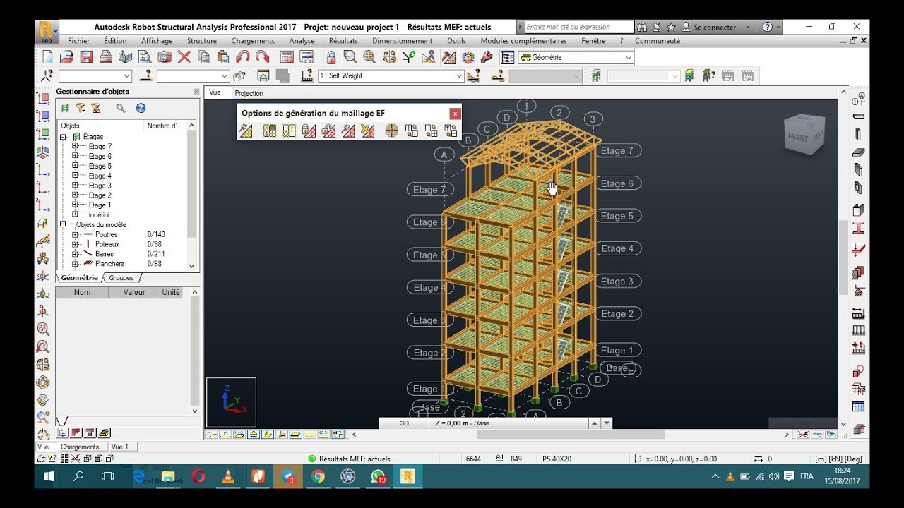 Tutoriel Robot Structural Analysis: Bâtiment R+8 avec charpente métallique Partie 3