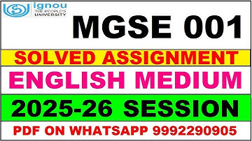 MGSE 001 solved assignment 2025-26 in English || mgse 001 solved assignment 2026 || mgse1 2025-26
