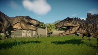 Jurassic World Evolution 2 бои динозавров-гиганотозавр VS тираннозавр