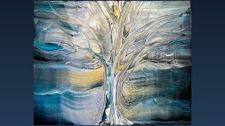 Create a Stunning Tree in the Moonlight with the Tree Swipe Acrylic Pouring Technique screenshot 2