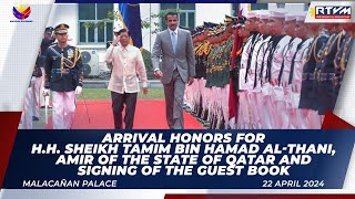 Arrival Honors for His Highness Sheikh Tamim bin Hamad Al-Thani, the Amir of the State of Qatar