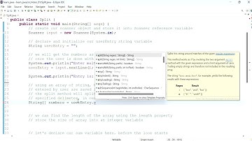 Java 81: Using the split method to get multiple user input separated by a space.