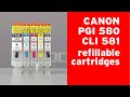 Refillable cartridges for Canon PGI-580 CLI-581 with permanent ink chip