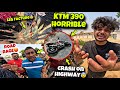 Ktm duke 390 crash on hghway  lady leg facture  publc start fghtng with us  kawa h2r 2024