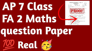 ap 7th class fa2 maths question paper 💯real🥳 2023-24 question paper (model paper)