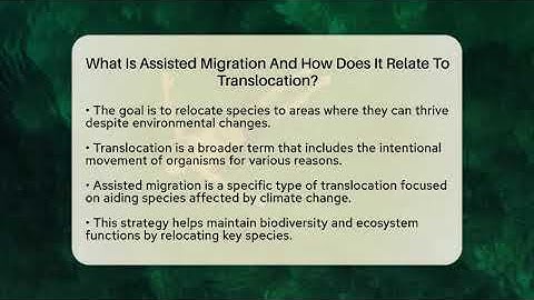What Is Assisted Migration And How Does It Relate To Translocation? - Ecosystem Essentials