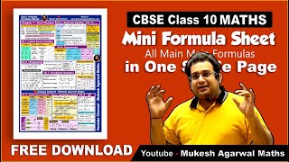 Cbse Class 10 Maths Formula Sheet Class10 Maths Mini Formula Sheet Pdf ...