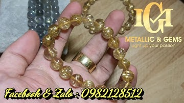 Vòng thạch anh tóc vàng bã mía ánh titan rực rỡ lung linh size 10.5mm