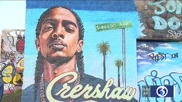VIDEO: Mural honoring Nipsey Hussle vandalized, restored