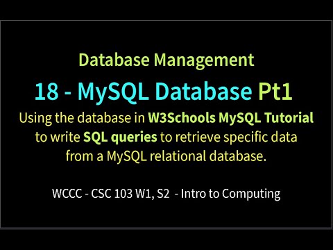 18 MySQL Database (W3Schools) Pt1