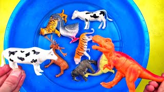 Учим Животных на английском Диназавр Зебра Жирафа Лев Корова Развивающие Мультики для Детей