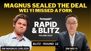 GM Magnus Carlsen Vs. GM Wei Yi | Superbet Poland Rapid & Blitz 2024 | Round Blitz 13